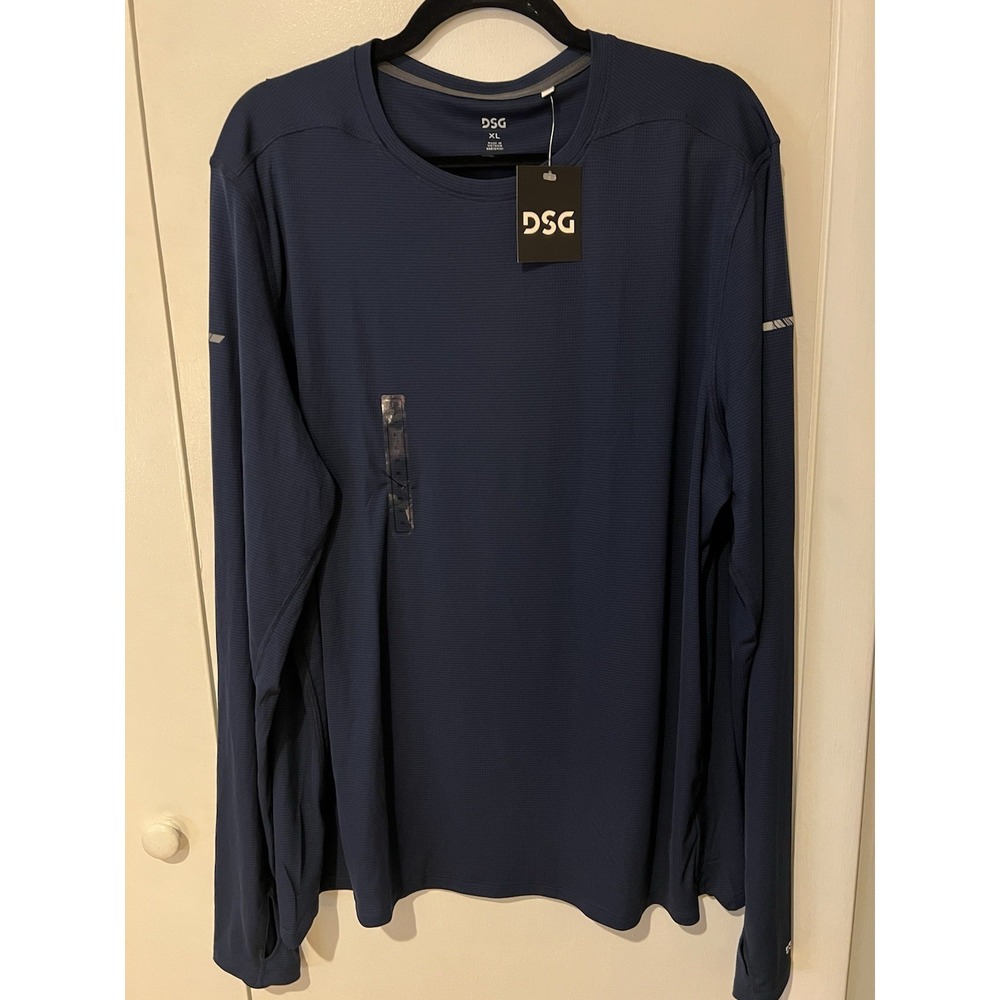 NWT DSG Men's Stride Long Sleeve Run Tee Navy Blue Athletic Size XL Poly New